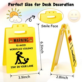 XgiftCreat Funny Office Desk Sign - To Avoid Workplace Violence, Small Fun Gag Warning Caution Cubicle Decor Gifts for Team Coworker Teammate Employee Boss Christmas
