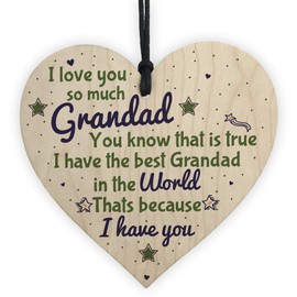 RED OCEAN Grandad Gifts Birthday From Grandchildren Wooden Heart Sign Gifts For Him Grandpa Dad Men Father