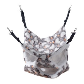 Ferret Rat Warm Plush Triple Bunkbed Cage Adjustable Retractable Hanging Hammock Bed Hideout for Sugar Glider Ferret Squirrel 13.4x13.4inch（Brown）