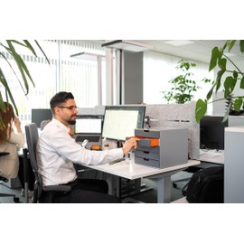 Durable Varicolor 5 Drawer Unit - Gray Desktop Drawer Set with 5 Color Coded Draws - Perfect for Storing Documents and Paper Work