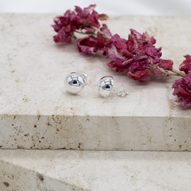 Tuscany Silver Women's Sterling Silver 10mm Half Ball Stud Earrings