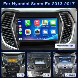 9" Car Radio for Hyundai Santa Fe IX45 2013 2014 2015 2016 2017 Wireless CarPlay Android Auto [2+32G] Bluetooth Screen with FM GPS RDS Backup Camera