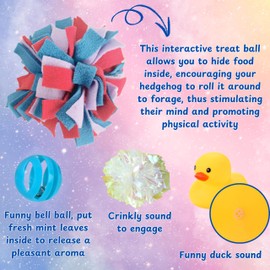 Toys for Hedgehogs Small Animal Accessories, Cute Hedgehog Toys, Ball Bell for Hedgehogs, Funny Stuffed Toy and Balls Toy for Hamster Ferret Kitten Cat, Hedgehog Accessories (Snuffle Ball)