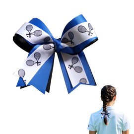 Tennis Cheer Bow Pony Holder for Women Tennis Hair Bow Tie for Tennis Cheerleader Cheerleading Hair Accessories for Women Elastic Hair Bow Scrunchie for Tennis Player Lover Gifts for Women Girls