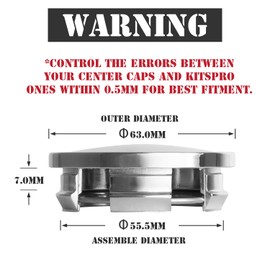 KitsPro 2.5Inch 63MM Wheel Center Caps for Dodge RAM 1500 Rim Hub Caps 6KF18TRMAA, Pack of 4 (Chrome, Outer 63MM, Inner 56MM)