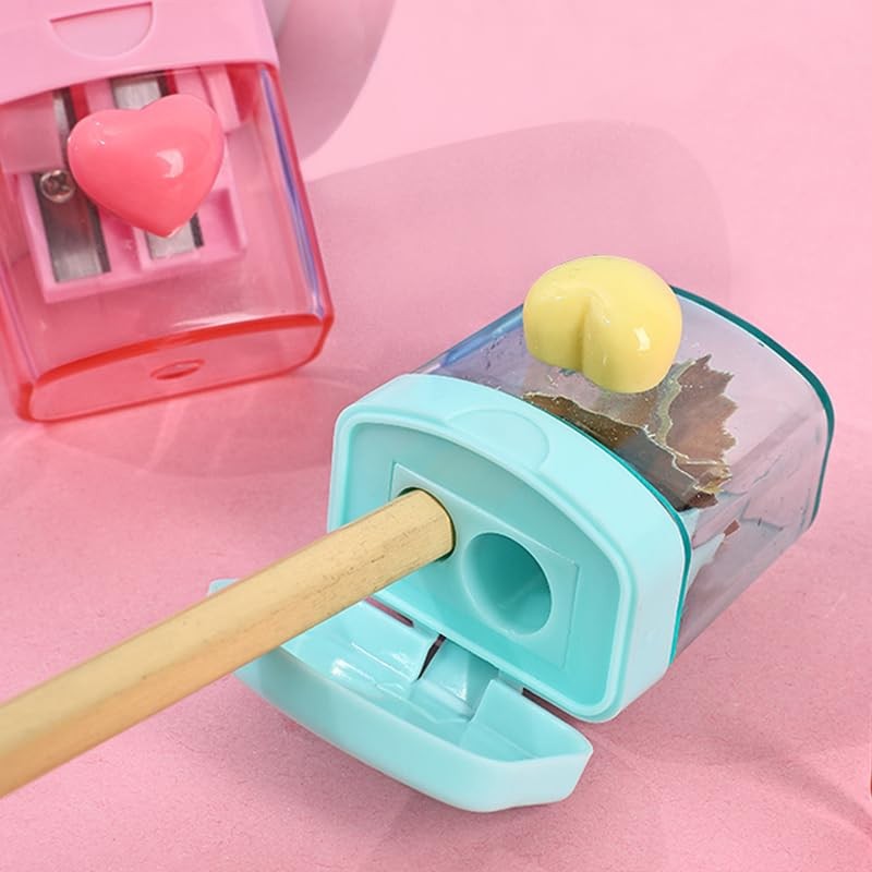 Heart Pencil Sharpener with Container Coloured Sharpener with Tin Cute
