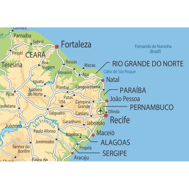 Brazil Physical Map - 23.3 x 16.5 Inches - Paper