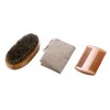 JewelryWe Men's Beard Care Set, Beard Brush with Boar Bristles