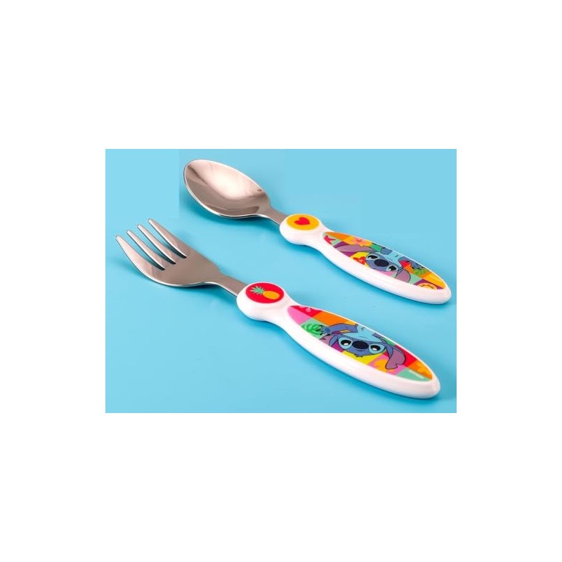 Children's Stainless Steel Cutlery Set - Fork and Spoon (Stitch)
