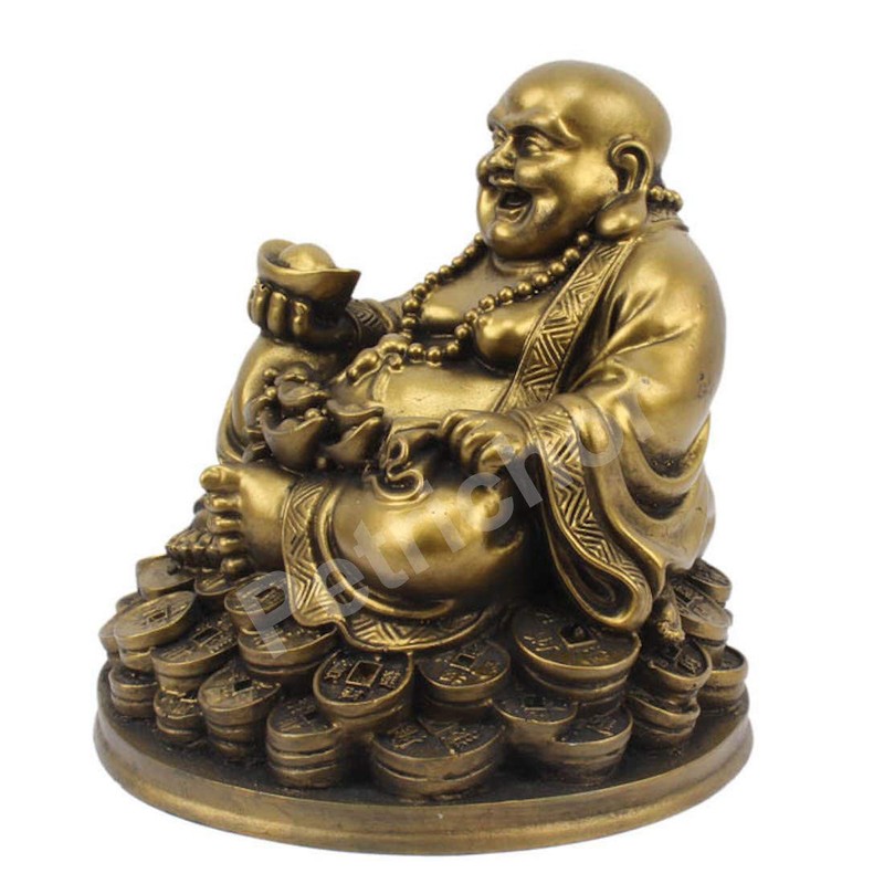 Petrichor Laughing Buddha Statue Carrying Golden Ingot for Home Decoration