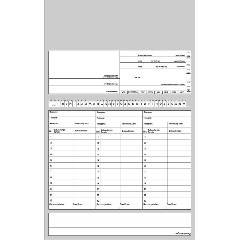 Pack of 100 Patient Record Cards in Blue - Closed
