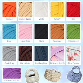 Aeelike 200 g T-Shirt Yarn, T-Shirt Ribbon Yarn for Crochet, Crochet Yarn, Thick Yarn for Crochet Bags/Baskets/Carpets, Denim Blue