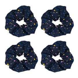 4 Pack Starry Sky Party Favors Hair Scrunchies Dance Hair Ties Hair Soft Scrunchy Hair Ties Ropes Ponytail Holders Wrist for Girls School,Dance,Stage (Dark Blue)