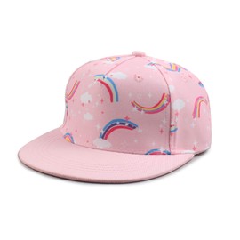 Pesaat Summer Baby Baseball Caps Toddler Sun Hat for Boys Girls Adjustable Kids Trucker Hats (Pink Rainbow, 2-4 Years)