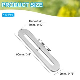 PATIKIL 3 27/50" Variable Flat Mending Plate (Slotted) 10 Pcs Slidable Slotted Flat Straight Mending Plate Support Brace Bracket for Wood Furniture Silver