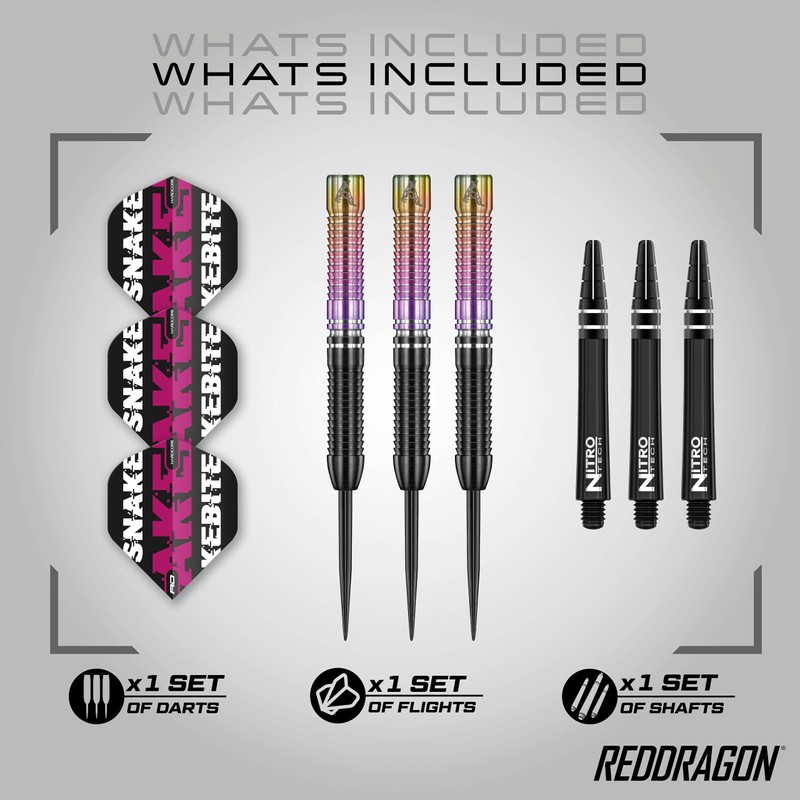 RED DRAGON Darts|Snakebite World Champion| 90% Tungsten Darts Set |25g