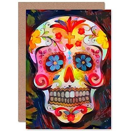 Day of the Dead Skull oil paint Greetings Card