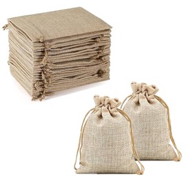 YQkangzhu 30Pcs Burlap Gift Bags with Drawstring, 4 x 6" Jewelry Pouches, Natural Linen Burlap Sack Bag, Reusable Present Bags for Birthday Party, Wedding Favors, Festival, Christmas, DIY Art Craft