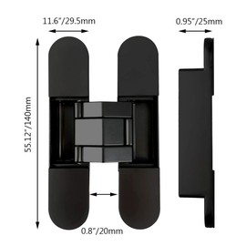 Alamic Invisible Hinges Concealed Door Hinge Heavy Duty Hidden Hinge Up to 132lbs 3-D Adjustable - Black -1 Pair