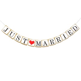 Honbay Just Married Wedding Banner Wedding Decorations Romantic Wedding Photo Props