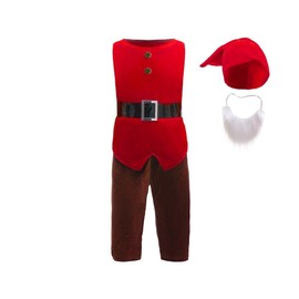 Lito Angels Gnome Elf Costume Dress Fancy Dress with Hat and Beard for Children Boys Size 10-11 Years 146 Red