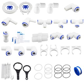 Geekpure Accessory Set Parts Kit for Reverse Osmosis System (1/4 Inch 3/8 Inch Pipe Quick Connector Fittings Wrench Included Pack of 61)
