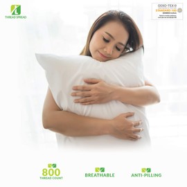 Pure Egyptian King Size Cotton Bed Sheets Set (King, 800 Thread Count) White Bedding and Pillow Cases (4 Pc) – Egyptian Cotton Sheets King Size Bed- Sateen Sheets - 15” Deep Pocket King Sheets