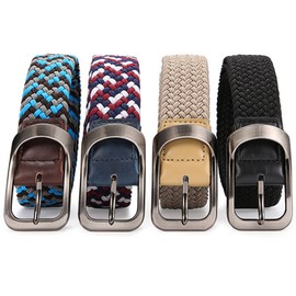 White Fang BT276 Braided Rubber Belt, Colorful, Cool, Casual, One Size Fits Most