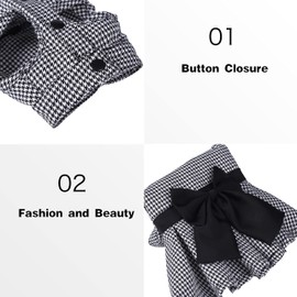 Dog Dress with Bowknot, Fashional All Weather Puppy Clothes Wedding Holiday Princess Pet Dresses for Small Dogs Cats Girl(XX-Small, White&Black)