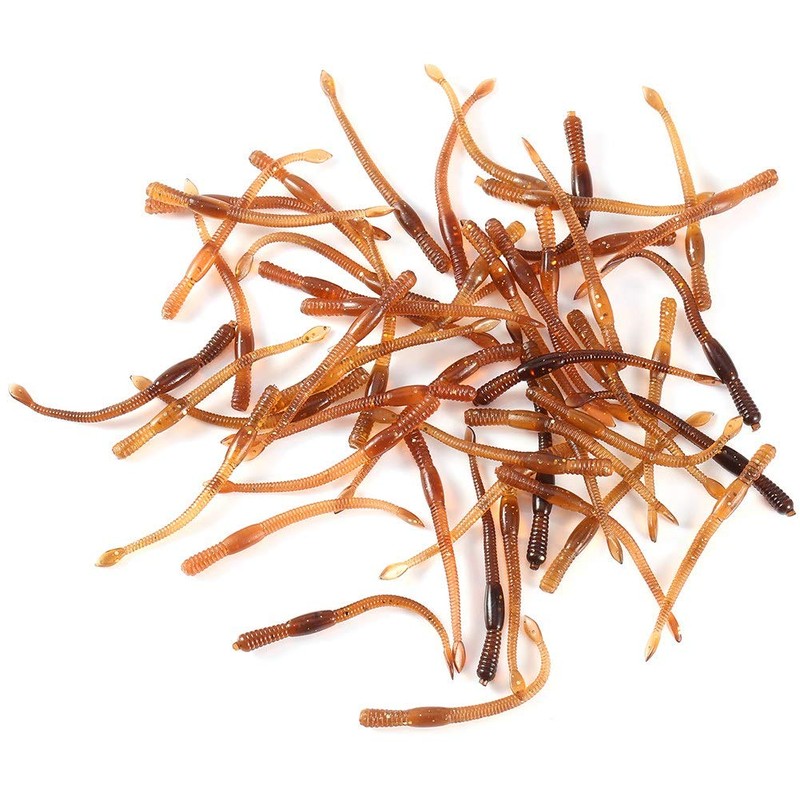 50pcs 77mm Soft Worm Fishing Lures Artificial Fishing Bait Tail