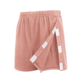 Deyeek Tear Away Shorts for Women Post Surgery Cotton Knee Hip Replacement Recovery Shorts After Surgery Clothing for Women Pink