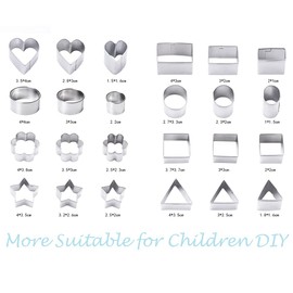 24 Piece Stainless Steel Cookie Cutters Set, Cookie Cutters for Children, Mini Cookie Cutters, 8 Shapes, Geometric Cookie Cutters with a Storage Box for Baking, Child DIY