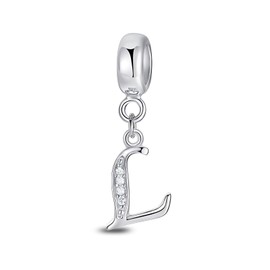 Jokmeo Women's 925 Sterling Silver Initial Charms Pendant Letter A-Z Silver Pendant Compatible with European Bracelets and Necklace, Sterling Silver