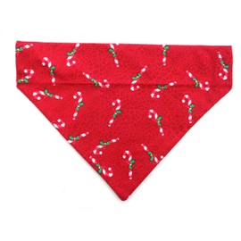 Cotton Candy Canes Print Festive Dog Bandana Slip Over the Collar Christmas Holiday Neckwear Petwear (Medium Large) Fits most dogs.