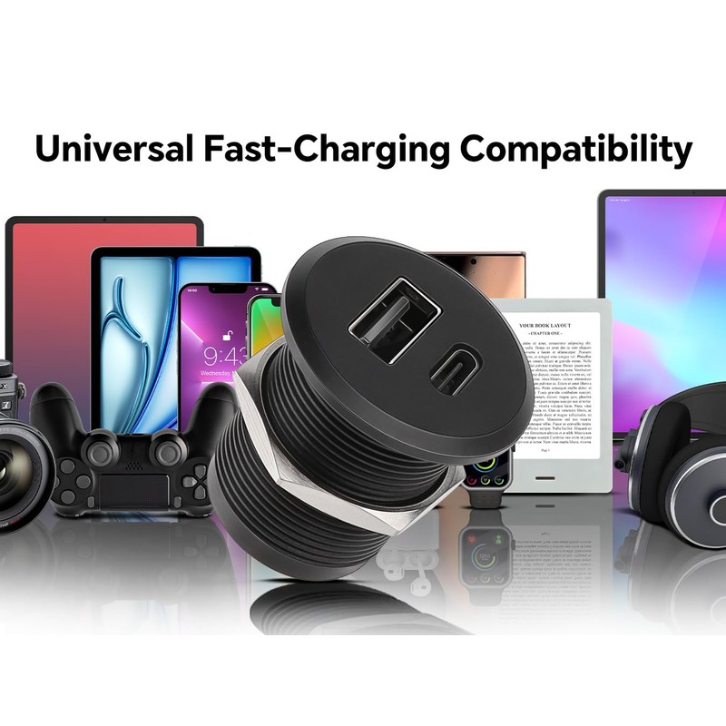 CamperXlite RV USB C Outlet 12V/24V All-aluminum QC 3.0 USB