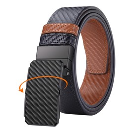 MACBORO Reversible Belts for Men Black and Brown Belt Leather Adjustable Plaque Buckle Men Dress Belt 35mm