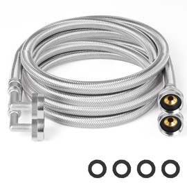 KEOKLE Washing Machine Hoses,6ft 2pack 3/4" Stainless Steel Braided Washer Hoses 90 Degree Eblow Water Supply Lines Universal Fit to Hot and Cold Connection