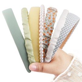 AQOKKA Fashion Headbands for Women Girls Floral Vintage Cute Padded Pearl Head Band Twisted Hair Bands Non Slip Hair Accessories Multi-style