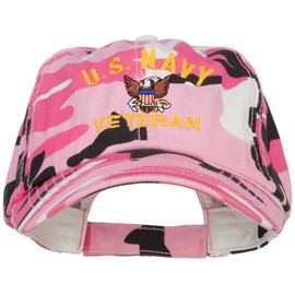 e4Hats.com US Navy Veteran Military Embroidered Enzyme Camo Cap - Pink OSFM