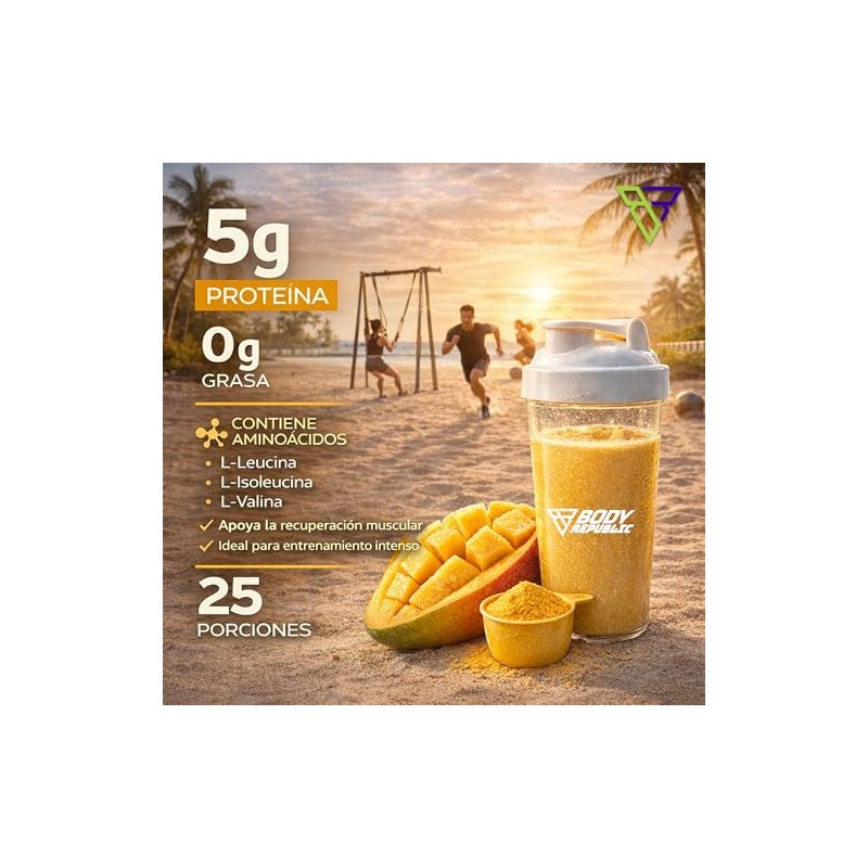 Bccas 211, Aminoácidos, Sabor Mango 25 Porciones, Pre-Post-Intra Workout, 500