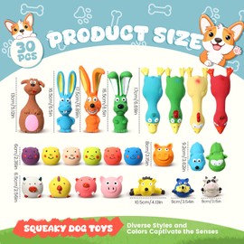Vertintong 30 Pcs Squeaky Dog Toys Squeak Latex Puppy Toy Funny Animal Dog Squeak Toys Soft Dog Chew Toy for Small Medium Large Pets Interactive Play Fetch Reduce Separation Anxiety, Assorted Styles
