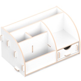 Lesfit Wooden Desk Organiser, Office Organiser, White