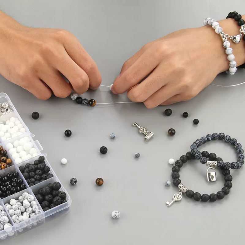 Mchruie Stone Beads for Jewelry Making, Charm Bracelet Making Kit,