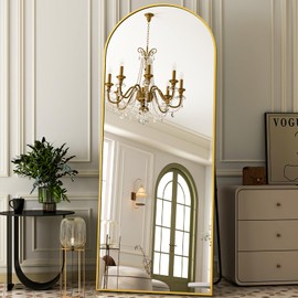 Easly Modern Arched Full-Length Mirror, 71"x26" Floor Mirror With Stand, Wall-Mounted for Bathroom, Dressing Room - Hanging or Leaning - Full Body for Bedroom, Gold