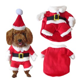 Christmas Dog Santa Costume Outfit, Xmas Puppy Santa Claus Clothes Suits Hat for Pet Dogs Cats Party New Year Funny Cosplay (Red, Medium)
