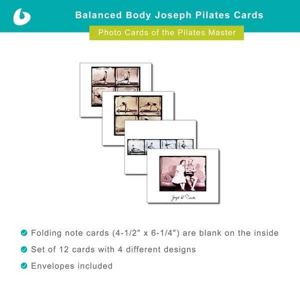 Balanced Body Joe Cards, Blank Joseph Pilates Folding Notes with Envelopes for All Occasions, 4.5 Inches x 6.25 Inches, Set of 12
