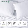 Lacoste 100% Cotton Percale Sheet Set, Solid, White, Full