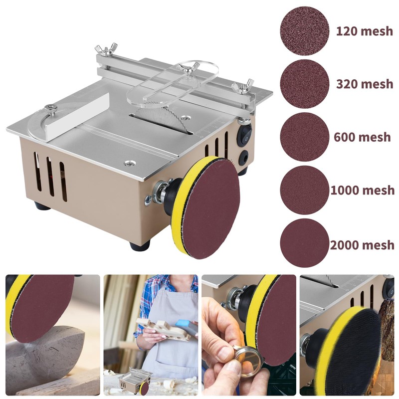 DEWIN Mini Precision Table Saw with Sanding Disc, 7'' Small