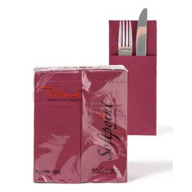 Mank Cutlery Napkins Napkins Bag Made of Softpoint Pub Cutlery Pockets 40 cm x 33 cm 1/8 Fold with Cutlery Slot for Catering and Celebrations Pack of 50 (Bordeaux)