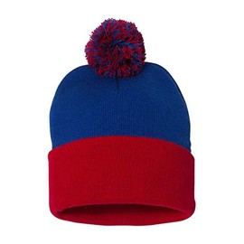 Sportsman - Pom Pom Knit Cap - SP15-Royal/Red